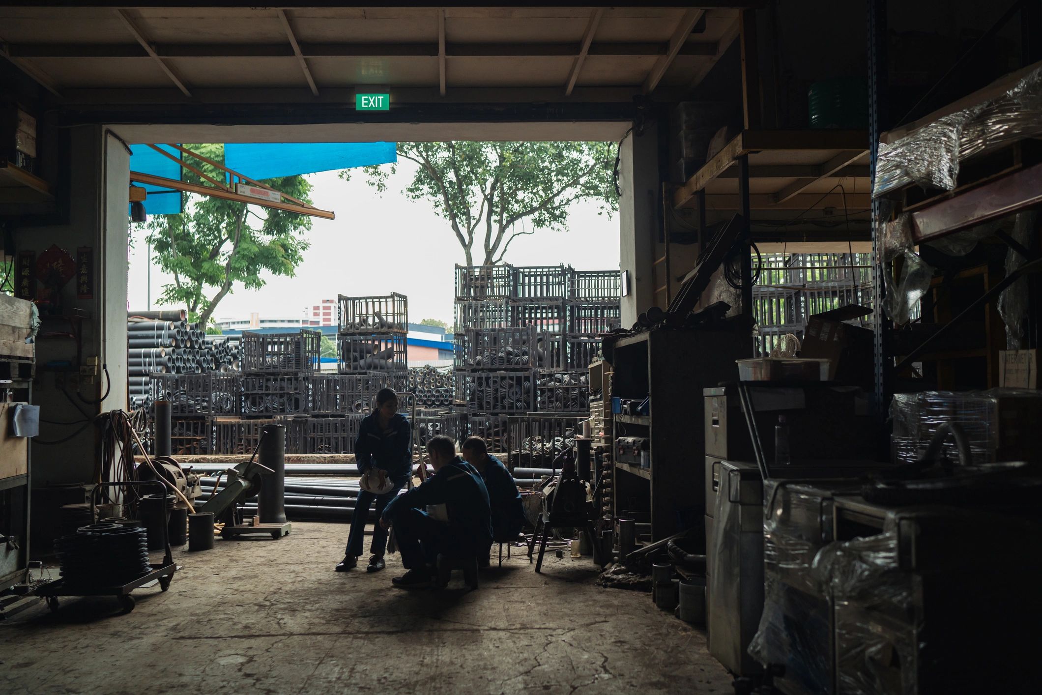 Industrial workers at a metal facility